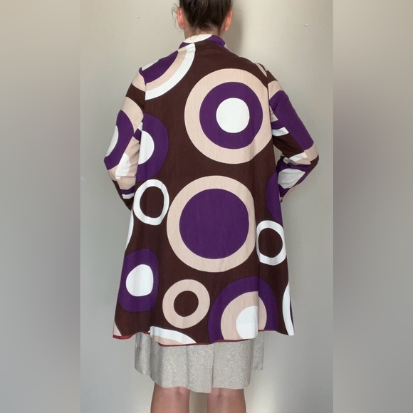 Vintage 60s 1960s mod swing coat women’s circles purple brown retro funky - Picture 4 of 8
